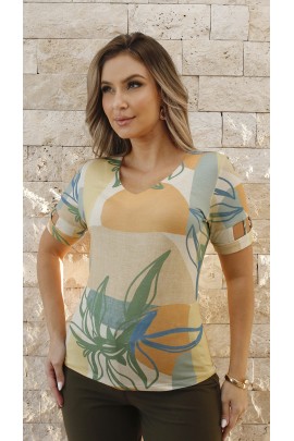 034397  Blusa Manga Curta Ramany Estampada